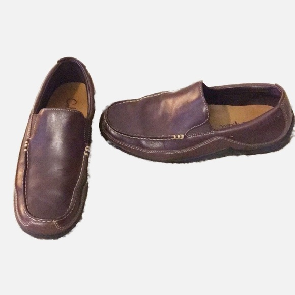 Cole Haan Mens Brown Leather Loafer Shoes Size 8 Contrast Stitching Slip On - Picture 1 of 7
